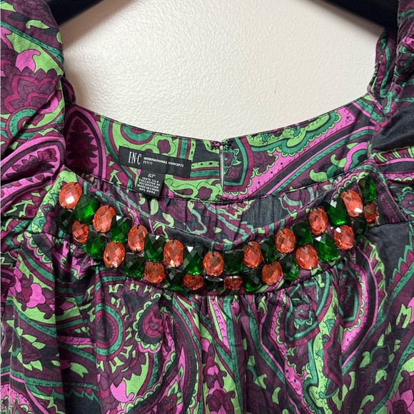 INC International Concepts Paisley Blouse - Purple and Green - Picture 2 of 5